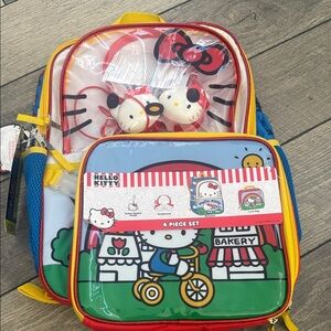 Hello Kitty Red and Blue Backpack 4 piece set